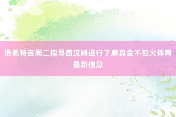 洛佩特吉周二指导西汉姆进行了磨真金不怕火体育最新信息