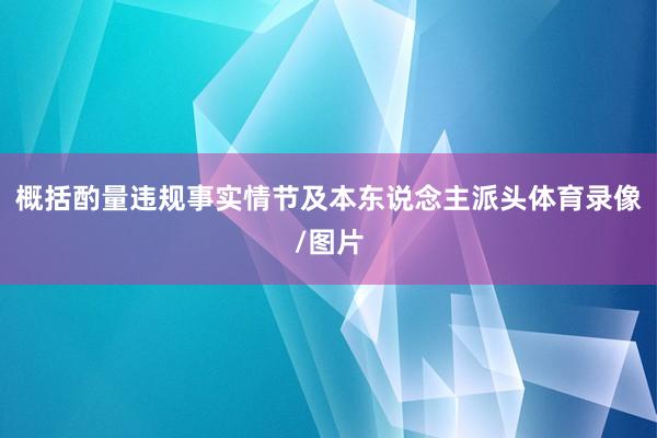 概括酌量违规事实情节及本东说念主派头体育录像/图片