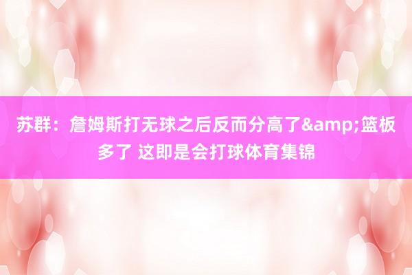 苏群：詹姆斯打无球之后反而分高了&篮板多了 这即是会打球体育集锦