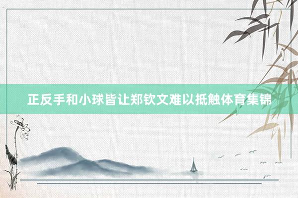 正反手和小球皆让郑钦文难以抵触体育集锦
