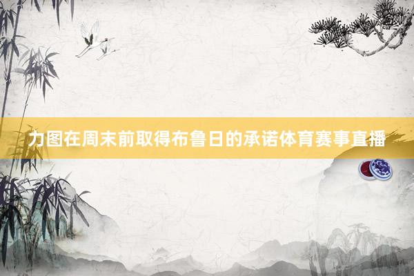 力图在周末前取得布鲁日的承诺体育赛事直播