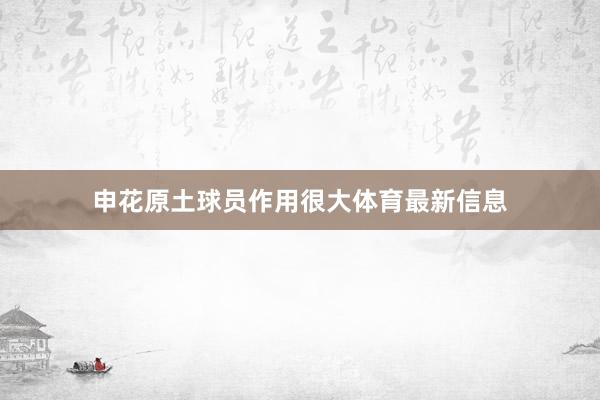 申花原土球员作用很大体育最新信息