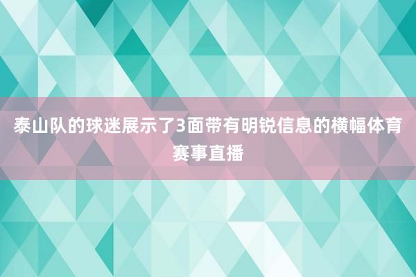 泰山队的球迷展示了3面带有明锐信息的横幅体育赛事直播