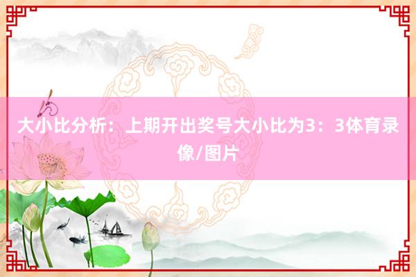 大小比分析：　　上期开出奖号大小比为3：3体育录像/图片