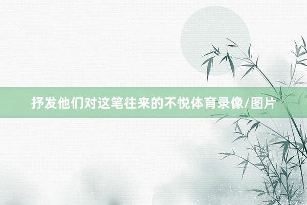 抒发他们对这笔往来的不悦体育录像/图片