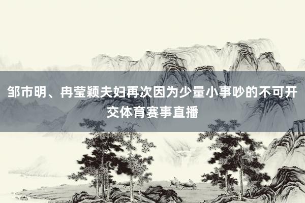 邹市明、冉莹颖夫妇再次因为少量小事吵的不可开交体育赛事直播