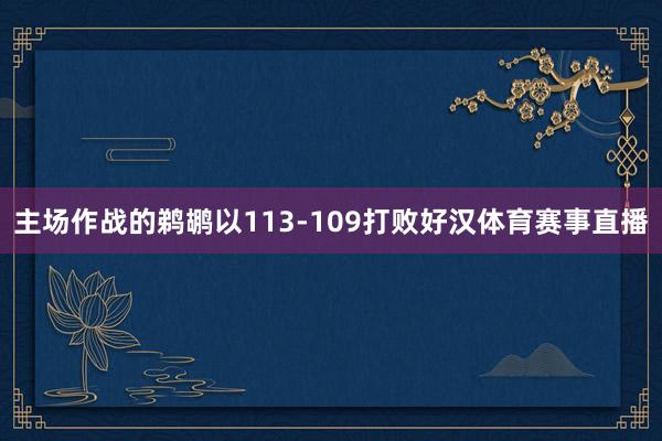 主场作战的鹈鹕以113-109打败好汉体育赛事直播