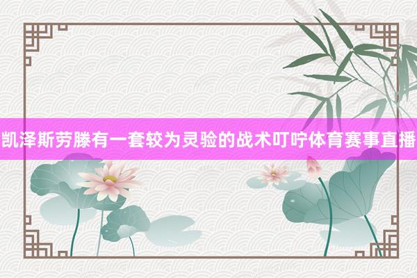 凯泽斯劳滕有一套较为灵验的战术叮咛体育赛事直播