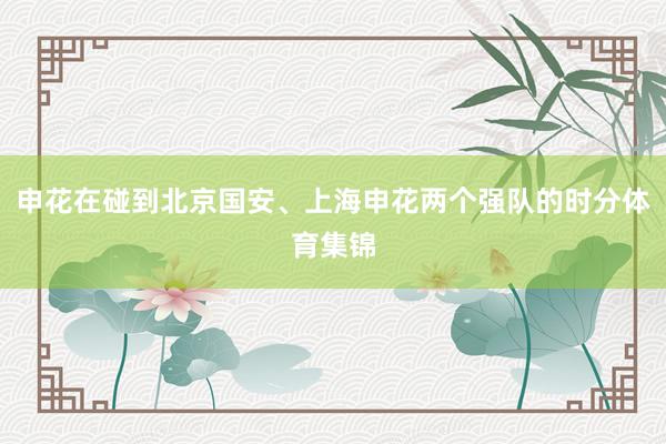 申花在碰到北京国安、上海申花两个强队的时分体育集锦