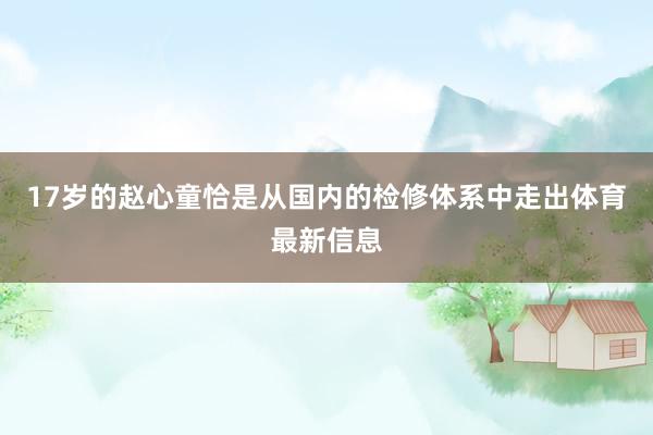 17岁的赵心童恰是从国内的检修体系中走出体育最新信息