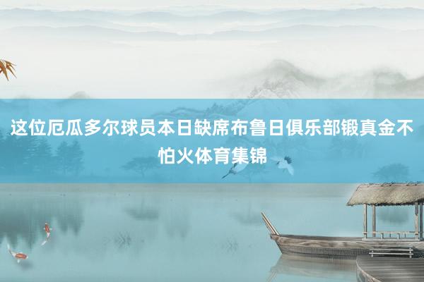 这位厄瓜多尔球员本日缺席布鲁日俱乐部锻真金不怕火体育集锦