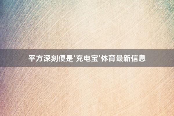 平方深刻便是‘充电宝’体育最新信息