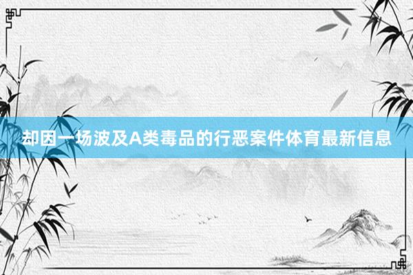 却因一场波及A类毒品的行恶案件体育最新信息
