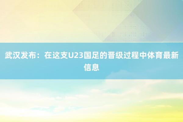 武汉发布:在这支U23国足的晋级过程中体育最新信息