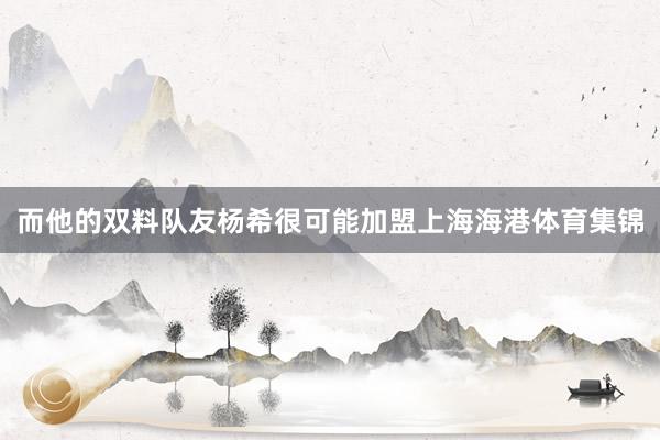 而他的双料队友杨希很可能加盟上海海港体育集锦