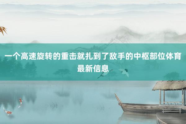 一个高速旋转的重击就扎到了敌手的中枢部位体育最新信息