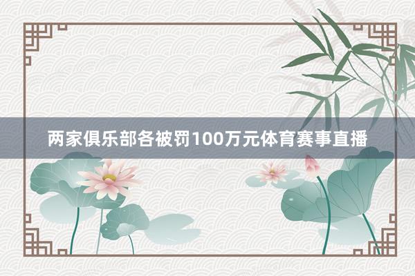 两家俱乐部各被罚100万元体育赛事直播