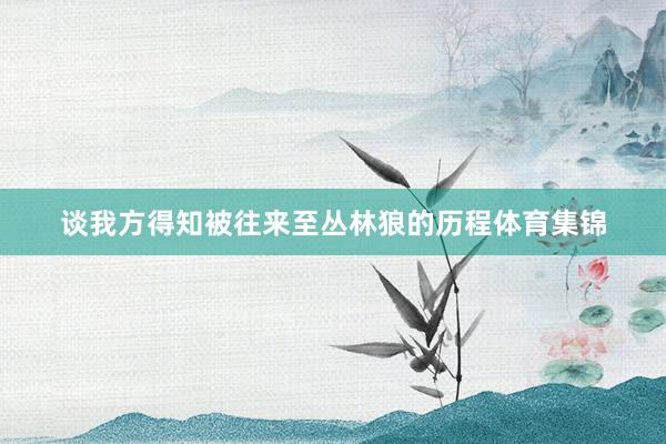 谈我方得知被往来至丛林狼的历程体育集锦