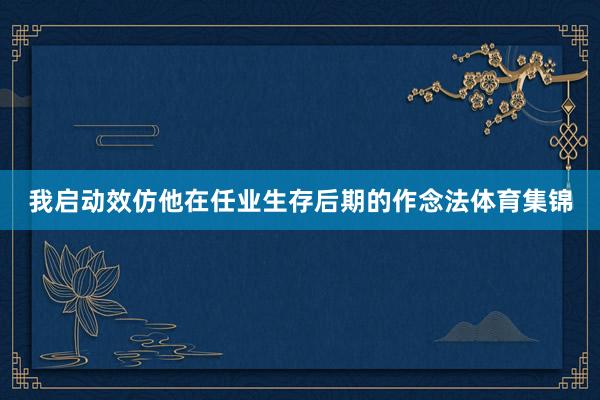 我启动效仿他在任业生存后期的作念法体育集锦