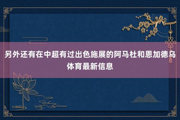 另外还有在中超有过出色施展的阿马杜和恩加德乌体育最新信息