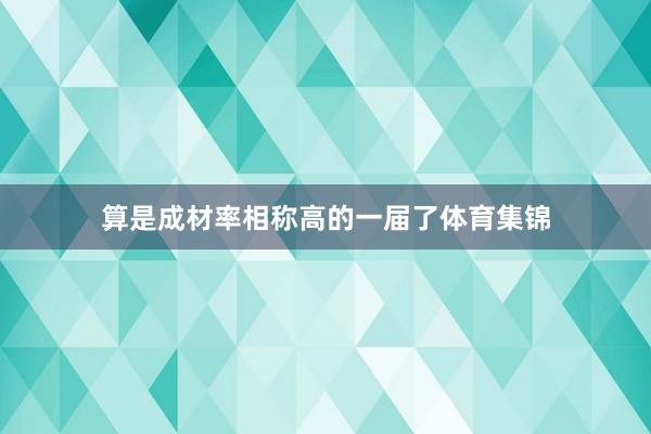 算是成材率相称高的一届了体育集锦
