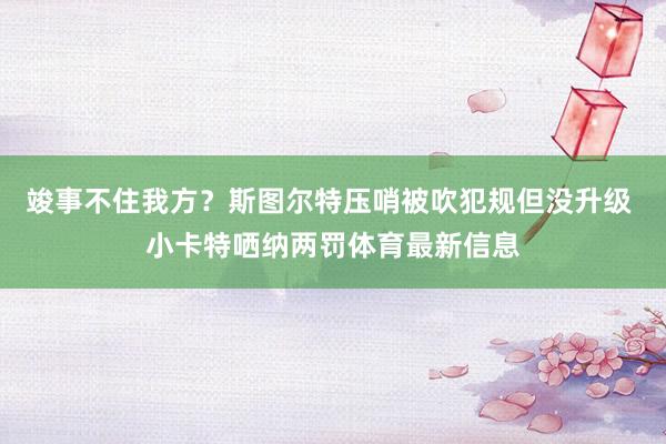 竣事不住我方?斯图尔特压哨被吹犯规但没升级 小卡特哂纳两罚体育最新信息